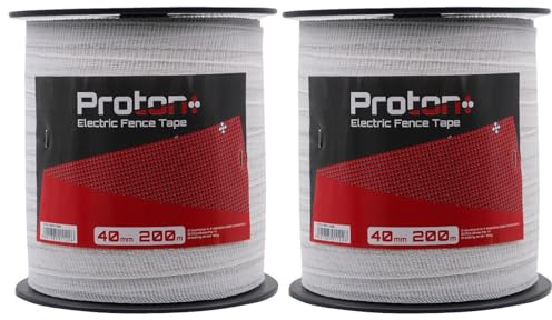 Proton Twin Pack Electric Fencing Tape - 40mm x 200m White Poly Tape Horse Paddock Quality Durable 400m Total