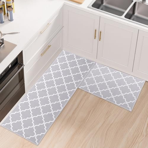 Fecialy Juego de alfombras de Cocina, 2 Piezas Antideslizantes Alfombrillas de Cocina y Alfombrillas de Corredor de Silicona Engrosada Respaldo absorbible Lavable alfombras de Piso,40x60cm+40x120cm