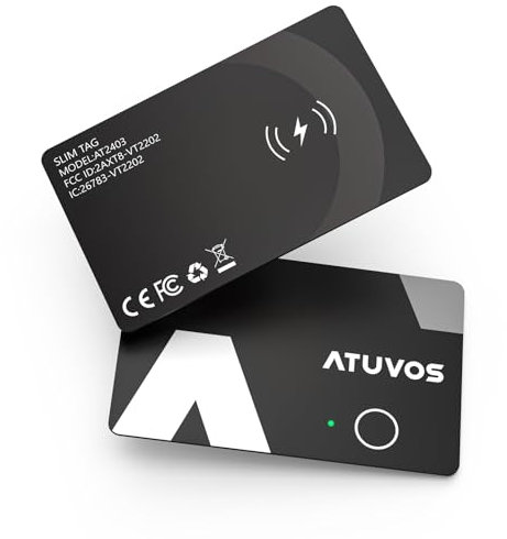 ATUVOS Wallet Tracker Card Slim 0.16cm, (Wireless charging) Air tag Bluetooth Locator Work with Apple Find My (iOS Only), Item Finder for Luggage Tag, Suitcase, Bags, Passport and More (1)