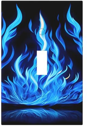 Cubiertas de salida con impresión de llama índigo, 1 placa de pared de tamaño estándar, cubiertas de placas frontales de policarbonato de doble salida