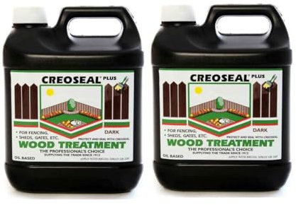 Creoseal Plus Dark Brown Oil Based Timber Wood Treatment Creosote Substitute (Creocote Equivalent) 2 x 4 Litre (8 litres Total)