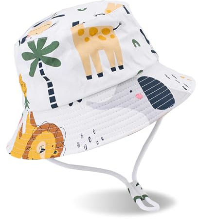 DOINEUFL Baby Sun Hat, Toddler Sun Hat, Baby Hat, Dinosaur Themed Design, Superior UPF50 Sun Protection, Summer Hat for UK Kids (UK, Age, 1 Year, 2 Years, Zoo)