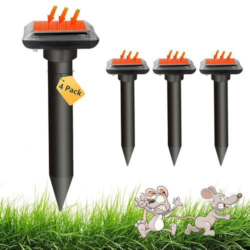 Queath Solar Maulwurfschreck,Ultraschall Maulwurfschreck für Vertreiben Wühlmäuse,Maulwürfe vertreibens,Wühlmausschreck,Mole Repellent,Maulwurf vertreiber 4 Stück,Um wühlmäuse zu vertreiben