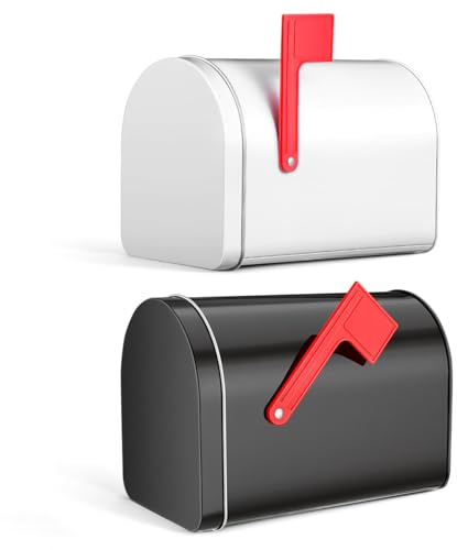 TOPPERFUN 2Pcs Mini Mailbox, 6.13x4.40x3.69in Tinplate Kids Mailbox, Present Mail Box Decorative Outdoor Tin Box Letter Can for Role Playing and DIY