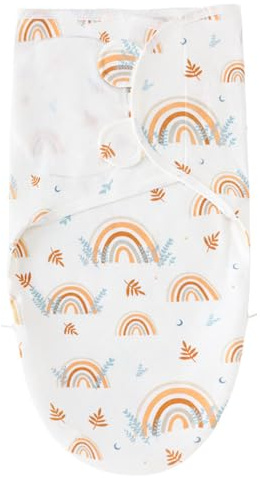HABNI Baby Erstausstattung Neugeborene, Uni Pucksack, Pucktuch Ab 0-3 Monaten, Weicher Schlafkomfort, 100% Baumwolle, Atmungsaktiv, Einschlafhilfe, Khaki Regenbogen Muster, Größe 73Cm X 50Cm, 1 Stück