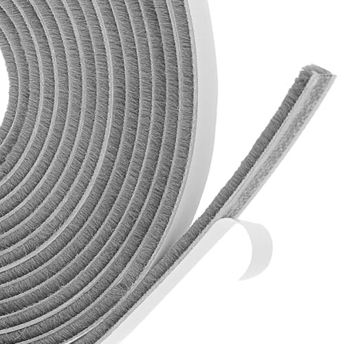 1 Pcs Draft Excluder,Draught Excluder for Windows,Door and Window Windshield Strip,Brush Weather Stripping, Self-Adhesive Brush Seal Strip Air Stopper,Door and Window Windshield Strip for Door (Grey)