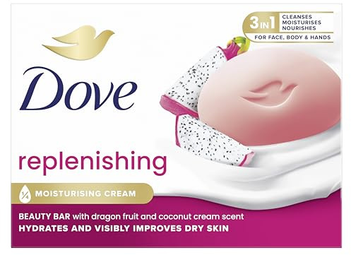 Dove Saponetta Beauty Bar, Dragon Fruit, Saponetta Mani, Viso e Corpo, con 1/4 di Crema Idratante, Dermatologicamente Testata, 100% Ingredienti Idratanti di Origine Naturale, 90ml (Confezione da 6)