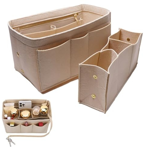 Gykutix Organisateur de Sac à Main en Feutre, Sac à Main Organiseur avec Plusieurs Compartiments, Cosmétiques, Lunettes Facile à Transporter, Les Types de Bagages et de Sacs à Main(30x16x17cm)
