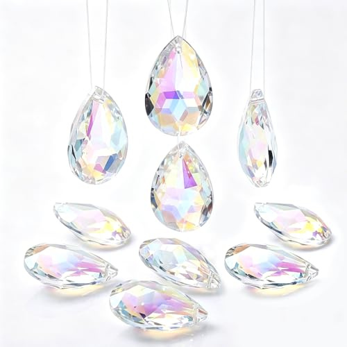 Attrape Soleil Cristal Suspendu 38mm 10Pcs Suncatcher Boule A Facette Deco Prisme Cristaux pour Fenetre Lustre Boule De Cristal Voyance Pampilles pour Lustres Sun Catcher Sticker Decoration