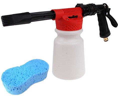 Pistola de espuma NUZAMAS, se conecta a la manguera de jardín para lavar el coche con jabón, rociador y limpiador de alta presión, con esponja