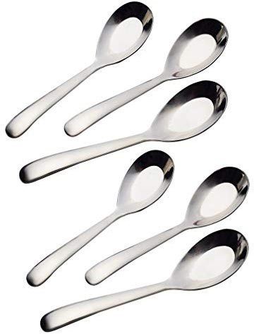 HornTide Cuillère à soupe de 6 pièces Cuillère chinoise Coutellerie Miroir en acier inoxydable Polissage 6.5 pouces 16.5cm