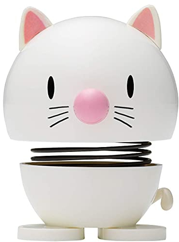 Hoptimist Cat – Wobbly Figure Decoration for Cat Lovers and Animal Enthusiasts – Scandinavian Desk and Office Gadget – Fun Gift Idea for Pet Owners and Collectors – 7.3 x 5.9 cm – White