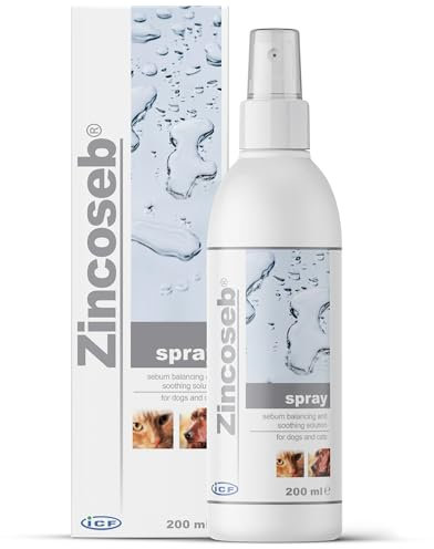 ICF | Zincoseb Dog Spray For Itchy Skin Relief | Anti Itch + Antifungal + Antibacterial Dry Dog Shampoo Spray And Conditioner For Pets With Sensitive Skin
