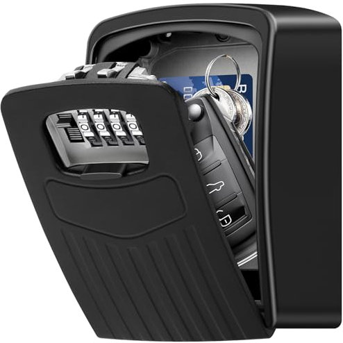 BTNEEU Key Box Lock, Extra Large Combination Key Box, Outdoor Key Safe Wall Mounted, Portable Key Storage Box with 4 Digit Combination Strong Lock for Indoor Outdoor Home Office Garage School Gym