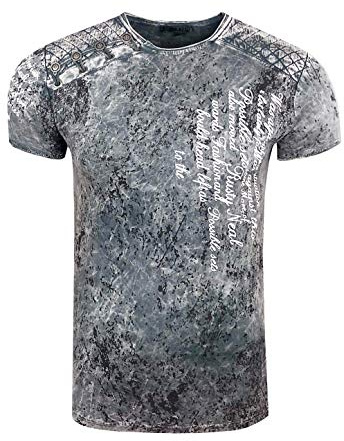 Rusty Neal Herren T-Shirt Oxid Washed Vintage 'ORIGINAL NOS' Tshirt Herren-T-Shirt Knopfleiste Rundhals Stretch 195, Farbe:Anthrazit, Größe S-3XL:XXL