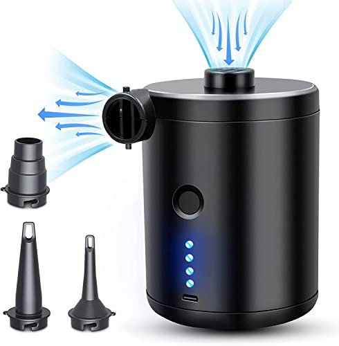 OBEST Electric Air Pump, Portable USB Mini Electric Air Pumps, Air Pumps for Inflatables, Camping Fast Inflator and Deflate, 5 Inflator Nozzles for Mattress/Pool (72908)