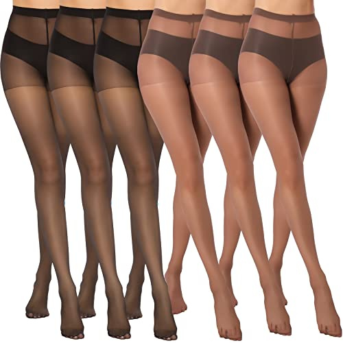 MANZI Women's Black (3 Pairs) Coffe (3 Pairs) Sheer Soft Tight 20 Denier, S