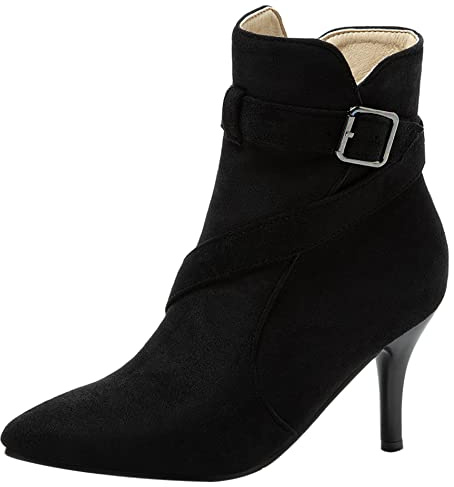 Lroey Reoly Bottines à Talon Aiguille Femme, Bottes Habillées Talons Hauts Pointu Bottines Zip Strap, Taille 31-48