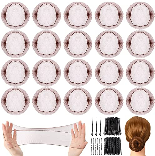 Filet Chignon, SANNIX 50 Pcs Filet Cheveux Chignon Invisible avec 50 Pcs Pinces à Cheveux en Forme de U et 50 Pcs Epingles à Cheveux, Filets à Cheveux Élastiques pour Ballet Danseuse Infirmière(Brun)