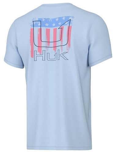 HUK Youth Short Sleeve Performance Tee, Kids Fishing T-Shirt, Huk Salute - Ice Water, Large