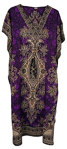Ny Dashiki-tryck afrikansk stil kaftan sommar lång märke klänning en storlek, Lila, en storlek