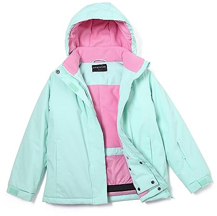 ENDIRAD Kids Ski Snow Jacket for Girls Waterproof Winter Snow Coat Size 5t-6t, Warm Fleece Lined Winter Windproof Jacket with Hood