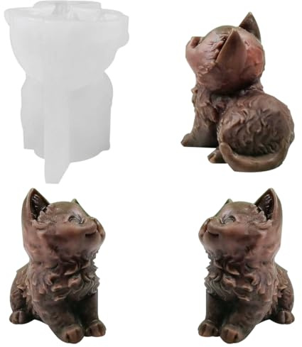 HyzaPhix Katzen Silikonform Kätzchen Kerzenformen Tiere Harzform 3D Tier Epoxid Gussform Cat Silicone Mold für DIY Schokoladen Fondant Kuchendekoration, Kunstharz Kunsthandwerk (Katzen)