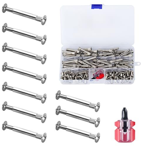 Juego de Conectores M4: 70 Tornillos de Muebles con Rosca y Casquillo para Armario