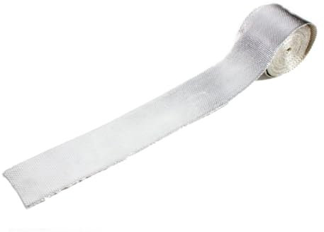 Hitzeschutzband Silber 5m x 50mm Glasfaser Isolierband Fiberglas Gewebe Aluminium Reflektierend Hitzeabweisend bis ca. 550 °C für Autos Motorräder Boote Traktoren Baumaschinen 1016130