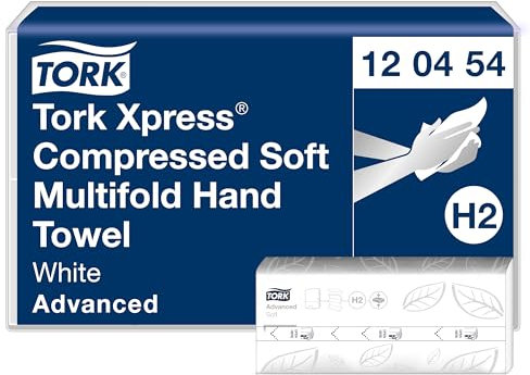 Tork Xpress Compressed Soft Multifold Paper Towels White H2, Advanced, 2-Ply, M-Fold Large, 12 x 200 Cloths, 120454