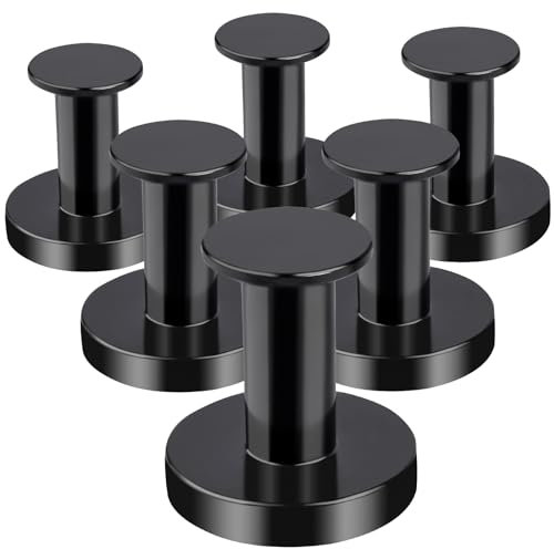 OCEUMAOA 6 Pack Magnetic Hooks Heavy Duty Strong Neodymium Magnet with Hooks for Hanging Coats and Bags Kitchen Fridge Classroom Office Camping Black 36mm