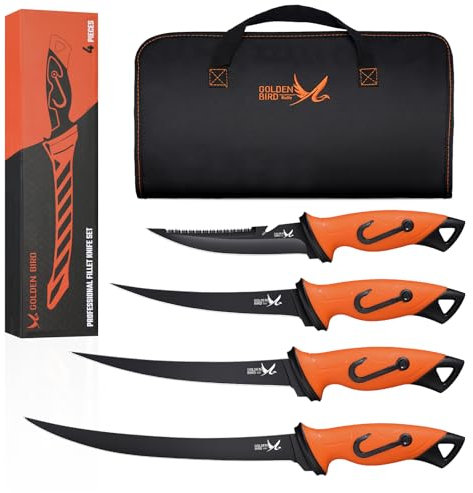 Golden Bird coltello per sfilettare pesce 5Cr15mov 4 set coltello sfilettare pesce affilato a codolo intero coltello da cucina giapponese con fodero