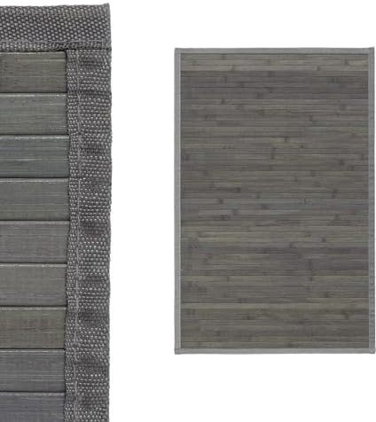 Alfombra Antideslizante, Alfombra de Madera de Bambú, Antimanchas, Resistente a la Humedad, para Salón, Dormitorio, Cocina, Baño, Pasillo (Gris)