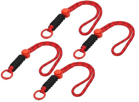 PATIKIL 4Pcs Porte-Clés en Corde Paracord pour Porte-Clés Rouge Noir | Lanière de Poignet en Corde, Téléphone Portable, Sangle Tressée avec Anneau à Ressort, Design Ondulé