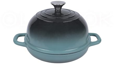 OLLAKOK Dutch Oven for Bread Baking, Enameled Cast Iron Dutch Oven Pot with Lid, Bread Oven for Sourdough Bread Baking, Cast Iron Bread Pan, 5 qt Cyan
