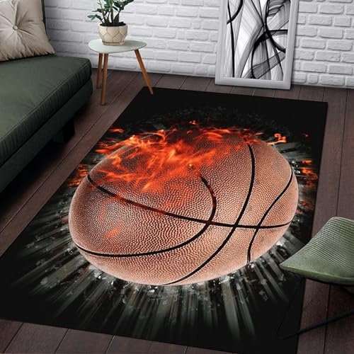 3D Basketball Teppich Kinder Jungen Kinderzimmer Gaming Teppich Schlafzimmer Dekoration Wohnzimmer Kurzflor Krabbelmatte Modern Weich Kinderteppiche Waschbarer 60 X 90 cm / 23.6 X 35.4 -7W5V8X7
