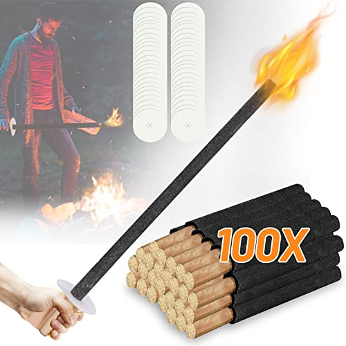 Ansobea Antorchas de cera (100 unidades, 42 cm, 45 minutos de combustión, con protección para las manos, para exteriores, fogatas, exteriores)