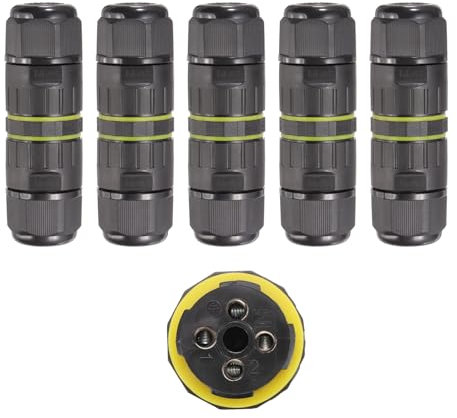 DMiotech 5 Pcs Waterproof Junction Box Electrical Cable Connector M20 4 Pin Outdoor Wire Connectors Wire Range(9-12mm) for Tunnel Lights, Underwater Lights, Garden Lights