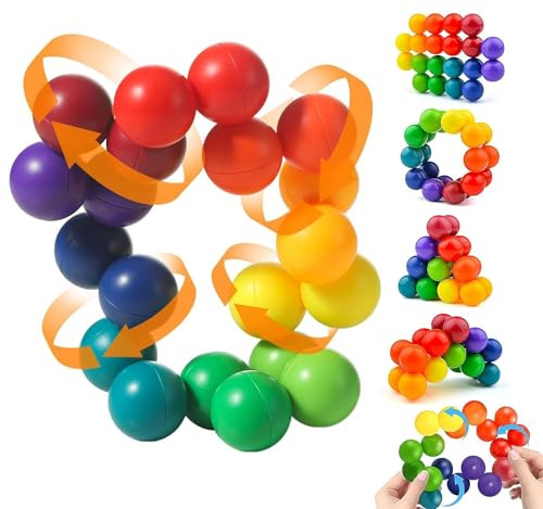 PUERFOCA Autismo Arcobaleno Fidget Ball, Fidget Giocattoli, Palla Variabile, Arcobaleno Giocattolo Colorato
