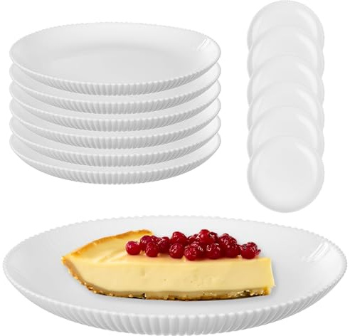 KADAX Piatti da dessert 19 cm in set da 6 piatti da colazione bianchi in vetro opalino, piatti piccoli per torte, dessert e colazione, lavabili in lavastoviglie (bianco)