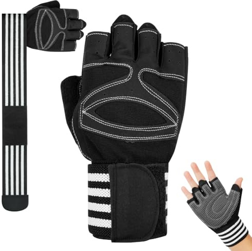 DiULi Guantes Gimnasio Mujer Hombre, Guantes de Levantamiento de Pesas, Gym Gloves de Entrenamiento de Fitness con Protección Completa de Muñeca y Palma, Antideslizante para Ciclismo Musculation (L)