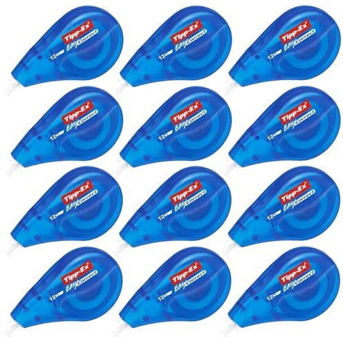 TIPP-Ex Easy Correct White Correction Tape, Pack of 12, Extra Long 12m Mouse Rollers