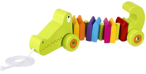 Crocodile Pull Along Toy - Animal Push and Pull Along Toys for 1 Year Olds, Toddler, Wooden Walker - 1st Birthday Gifts for Baby Boys and Girls - Early Development & Activity Toys by Orange Tree Toys