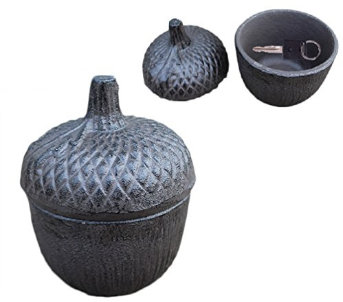 Greek Art Garden Decoration Pine Cone Cast Iron Key Hider Stone Diversion Safe Key Outside Hider Hide-A-Key Holder Safely Hiding Your Spare Keys for Outdoor Garden or Yard, Geocaching
