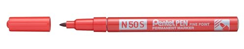 Pentel Pen N50S-B permanent markör, aluminiumhölje, 1,0 mm, röd