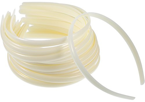 Hicarer 30 Pack Plastic Hair Headbands Thin Skinny Plain 10 mm DIY Headband Plastic No Teeth Hair Accessories for Girl Woman (White)