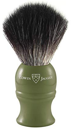 Edwin Jagger 1EJ338SYN Pennello da Barba Nero in Fibra Sintetica Ecologica e Vegana per la Crema da Barba o Il Sapone da Barba per Uomini (Verde)