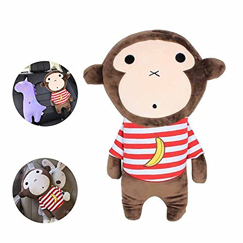Finsink Coussin de ceinture de sécurité réglable pour voiture, coussin de voiture pour enfants, adultes (singe)