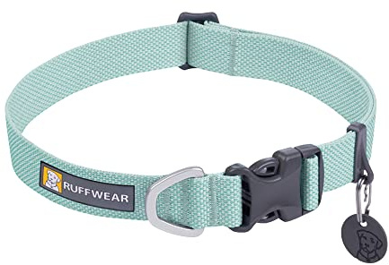 Ruffwear, Hi & Light Dog Collar, Ultralight Quick Release Buckle, Adjustable Trail Running Polyester Collar with Silent ID Attachment, Sage Green, 9-11
