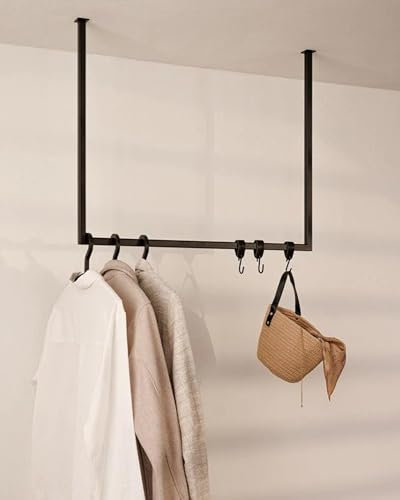 Metallbude Kleiderstange RUBI Schwarz - Eckige Garderobe mit Deckenmontage - Kratz-, Stoß- & Schlagfest -80x100 cm